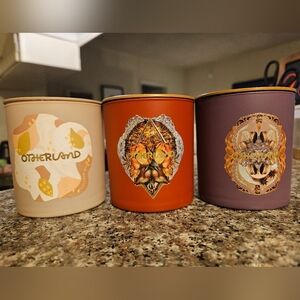 Repurposed Otherland Frosted Glass Jar/Candle Holders - Set of 3